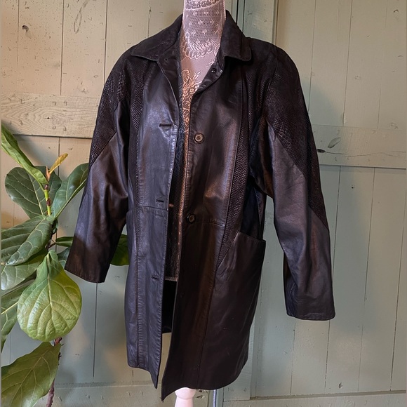 Gorgeous Jacqueline Ferrar Black Leather Trench Coat  - Size Small - Picture 2 of 16
